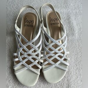 Impo Stretch White Strappy Sandals Sz 8